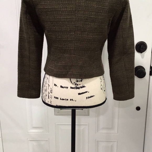 🆕H&M Olive Tweed Zip Front Top Blazer Long Sleeves Size S P2P 17” - Picture 10 of 12